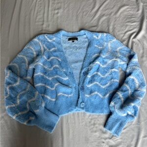 Blue Blush Sky Wavy patterned Cardigan